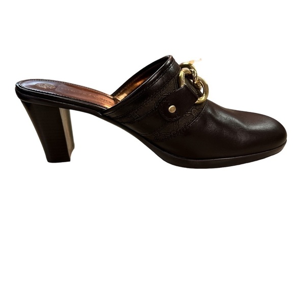 Etienne Aigner Brown Clogs Stacked 3” Heeled Mules Never Worn Size 7.5 - Picture 1 of 13